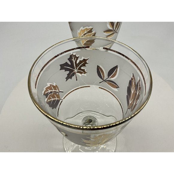 Libbey Vintage Golden Foliage Mid Century Gold Leaf Goblet | Set of 4 - Picture 11 of 16
